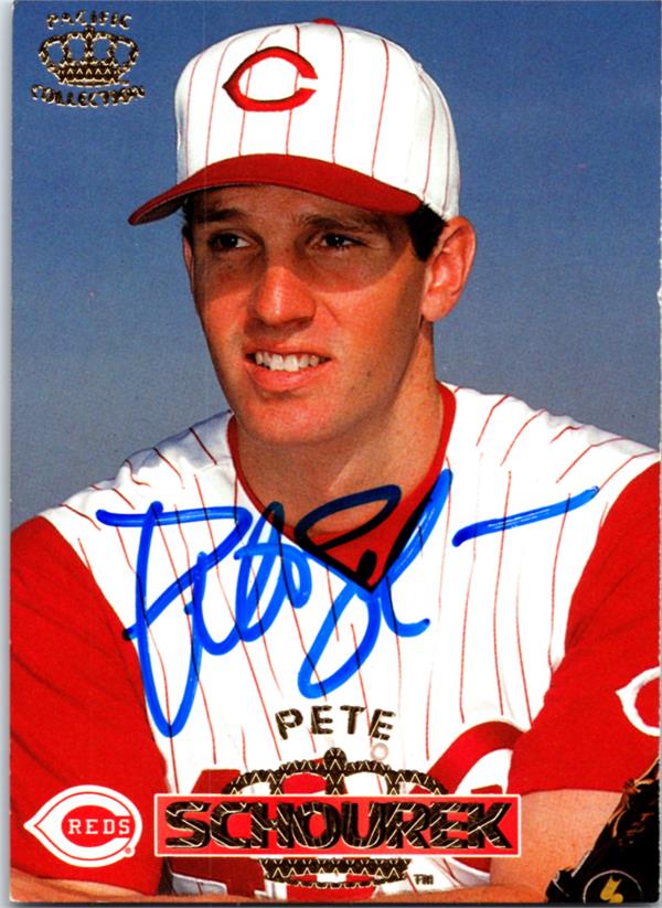 780935 Pete Schourek Autographed Baseball Card - Cincinnati Reds 1996 Pacific No.43