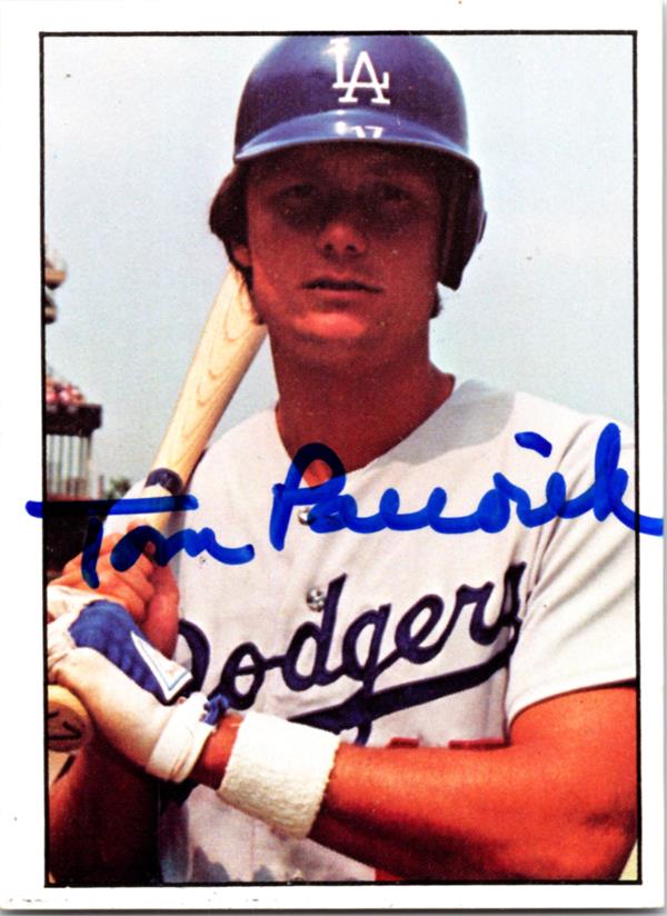 780959 Tom Paciorek Autographed Baseball Card - Los Angeles Dodgers 1975 SSPC No.88