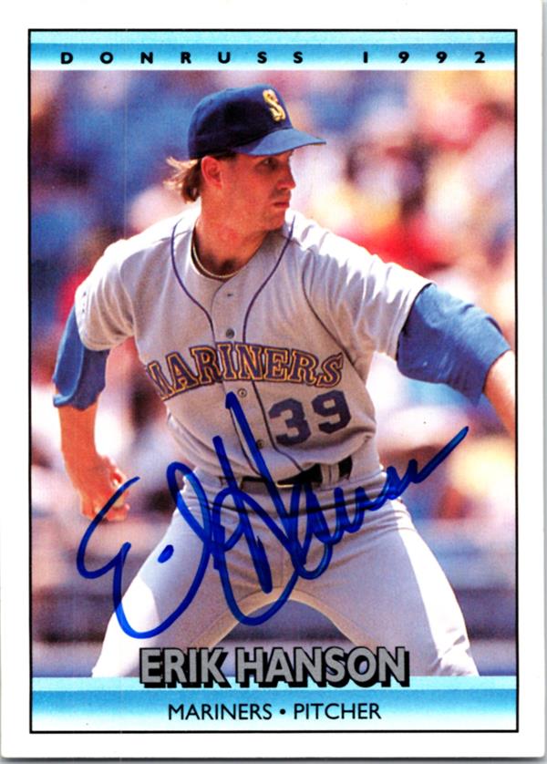 781122 Erik Hanson Autographed Baseball Card - Seattle Mariners 1992 Donruss No.138