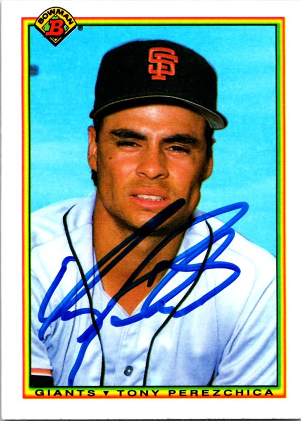 781300 Tony Perezchica Signed Baseball Card - San Francisco Giants 1990 Bowman No.235