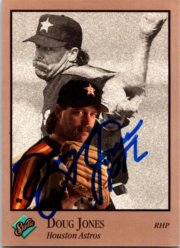 781315 Doug Jones Autographed Baseball Card - Houston Astros 1992 Leaf Studio No.38