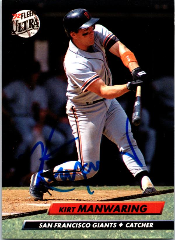 781327 Kirt Manwaring Autographed Baseball Card - San Francisco Giants 1992 Fleer Ultra No.293