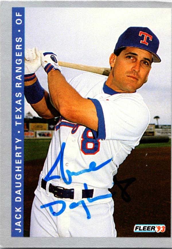 781507 Jack Daugherty Autographed Baseball Card - Texas Rangers 1993 Fleer No.682