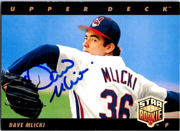 781512 Dave Mlicki Signed Baseball Card - Cleveland Indians 1993 Upper Deck Star Rookie No.17