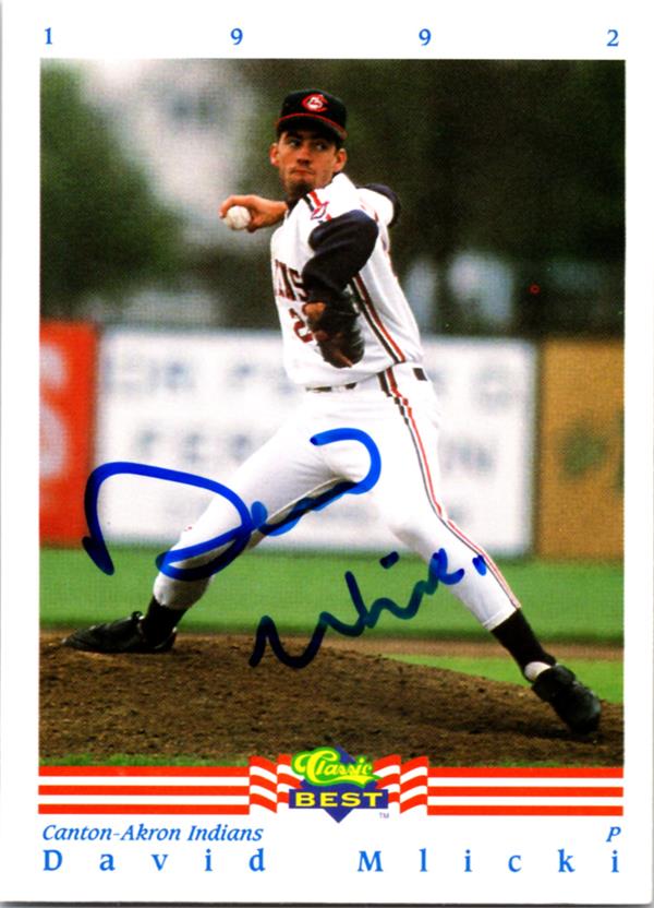 781551 Dave Mlicki Autographed Baseball Card - Canton Akron Indians 1992 Classic Best No.39