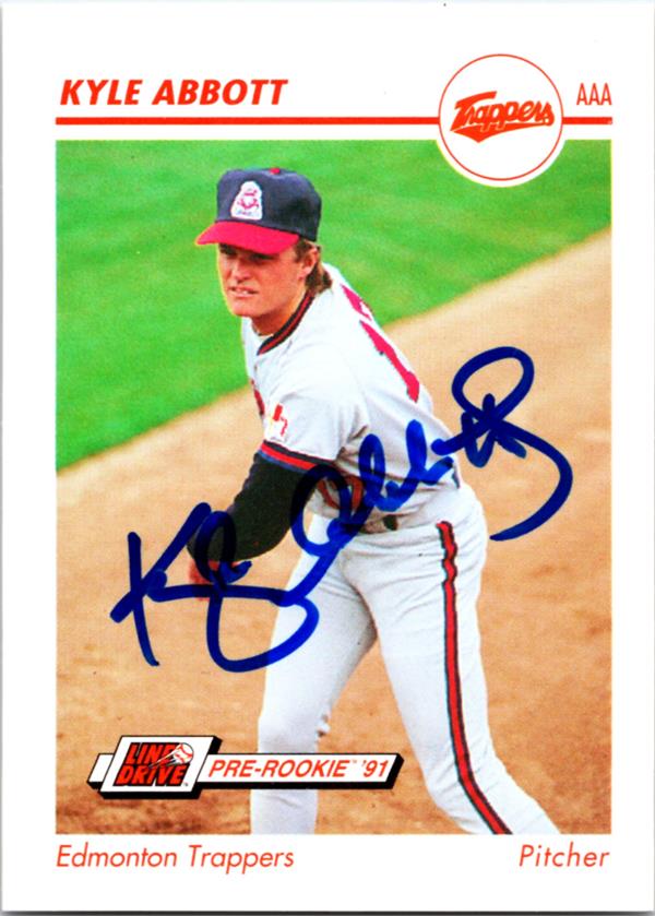781554 Kyle Abbott Autographed Baseball Card - Edmonton Trappers 1991 Impel Pre Rookie No.151