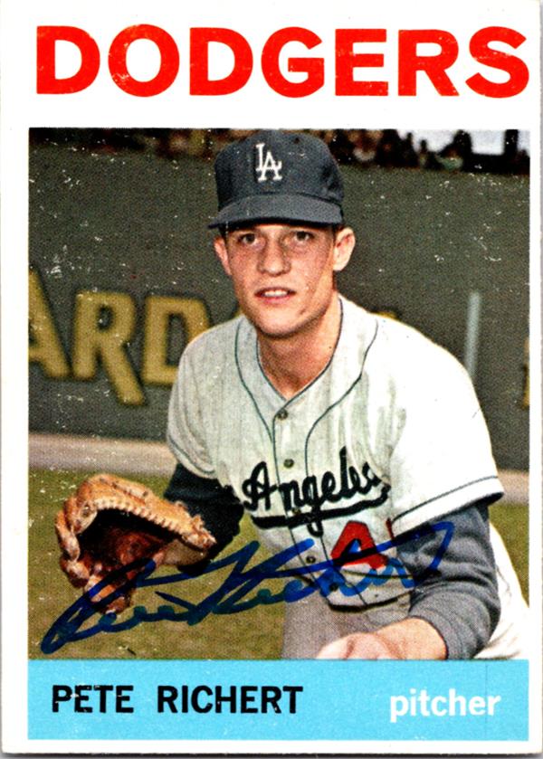780348 Pete Richert Autographed Baseball Card - Los Angeles Dodgers 1964 Topps No.51