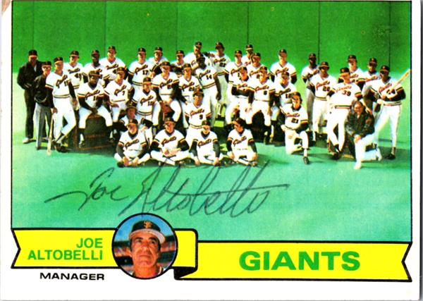780491 Joe Altobelli Autographed Baseball Card - San Francisco Giants 1979 Topps No.356 Ballpoint