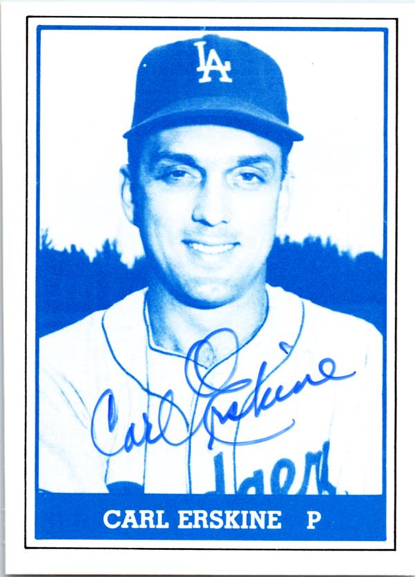780815 Carl Erskine Autographed Baseball Card - 1959 Los Angeles Dodgers 1980 TCMA No.39