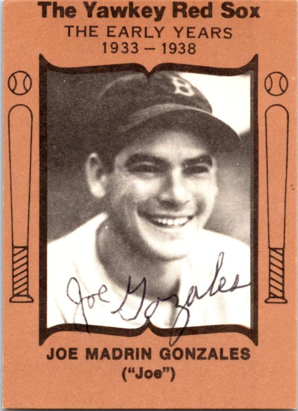 780823 Joe Gonzales Autographed Baseball Card - Boston Red Sox 1972 Yawkey Red Sox