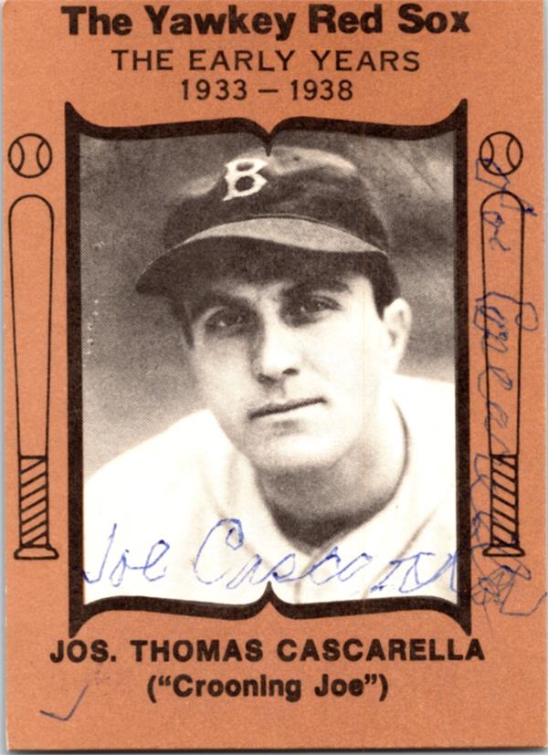 780829 Joe Cascarella Autographed Baseball Card - Boston Red Sox 1972 Yawkey Red Sox