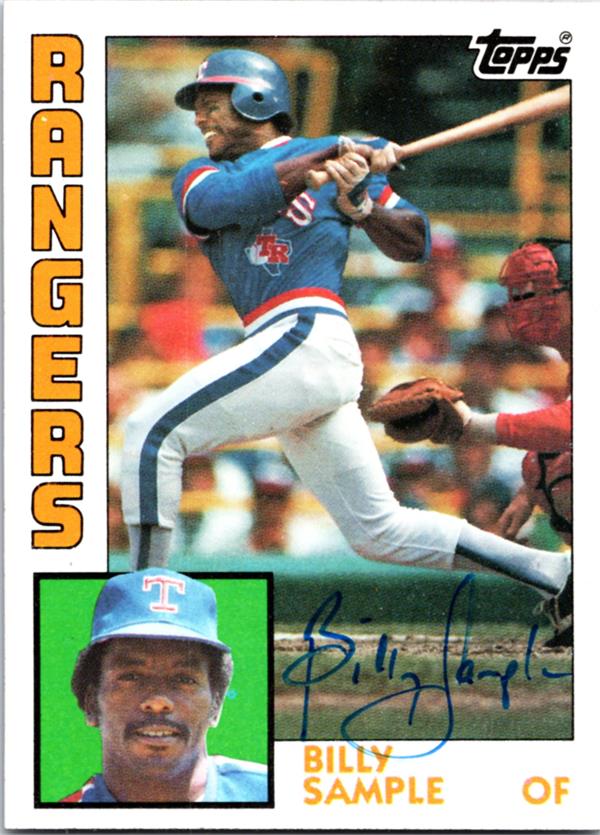 780946 Billy Sample Autographed Baseball Card - Texas Rangers 1984 Topps No.12