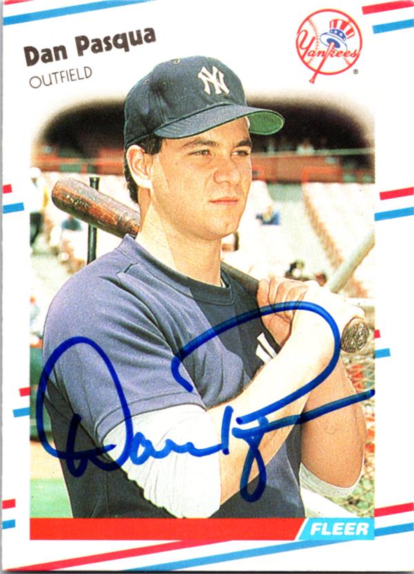 780962 Dan Pasqua Autographed Baseball Card -   York Yankees 1988 Fleer No.217
