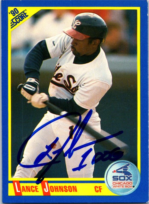 781118 Lance Johnson Autographed Baseball Card - Chicago White Sox 1990 Score No.570