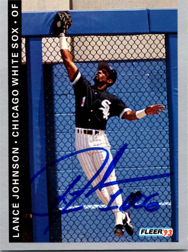 781305 Lance Johnson Autographed Baseball Card - Chicago White Sox 1993 Fleer No.204