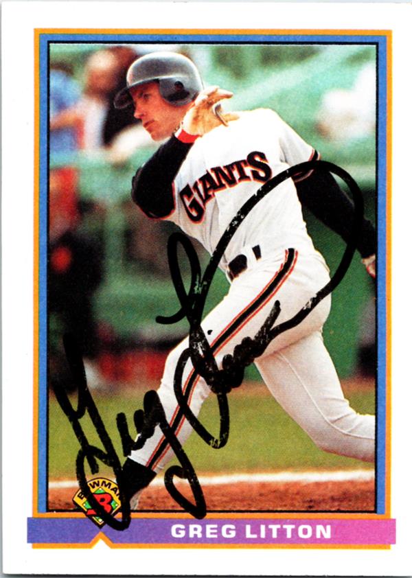 781533 Greg Litton Autographed Baseball Card - San Francisco Giants 1991 Bowman No.621