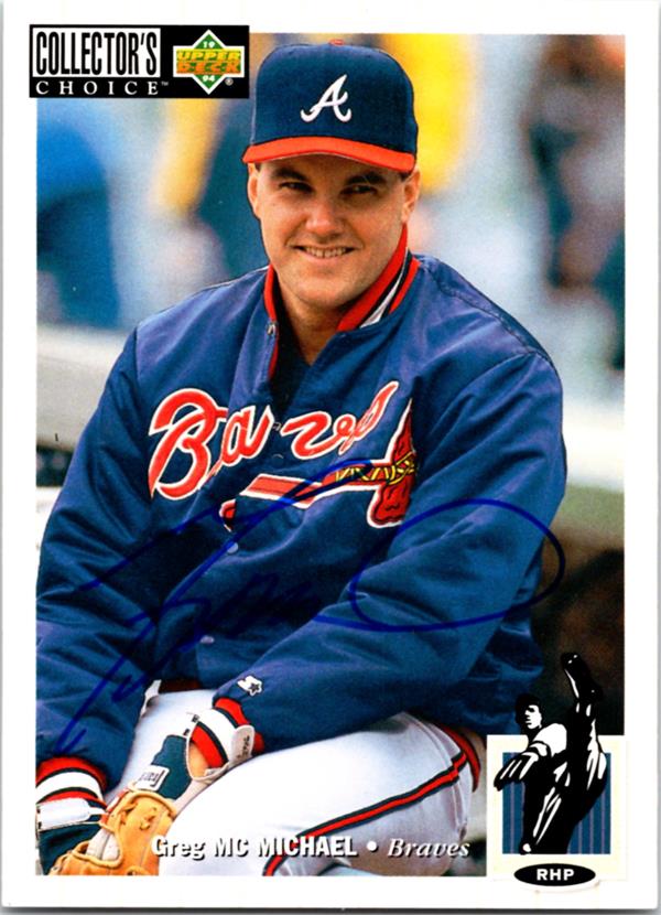 781545 Greg Mcmichael Autographed Baseball Card - Atlanta Braves 1993 Upper Deck No.199