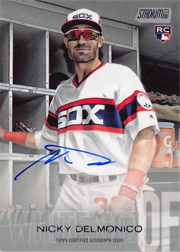736827 Nicky Delmonico Autographed Baseball Card - Chicago White Sox 2018 Topps Stadium Club Rookie No.SCAND