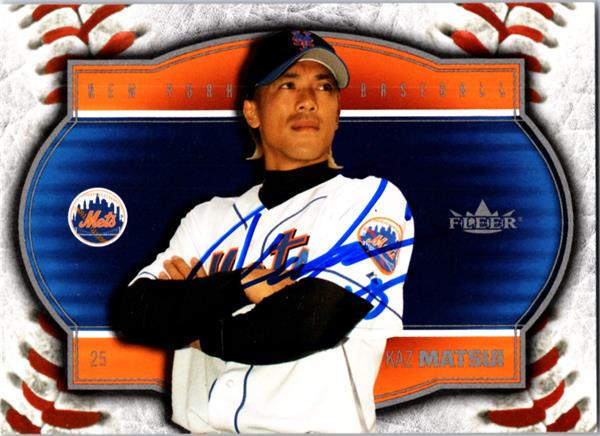 737142 Kaz Matsui Autographed Baseball Card -   York Mets 2004 Fleer No.1