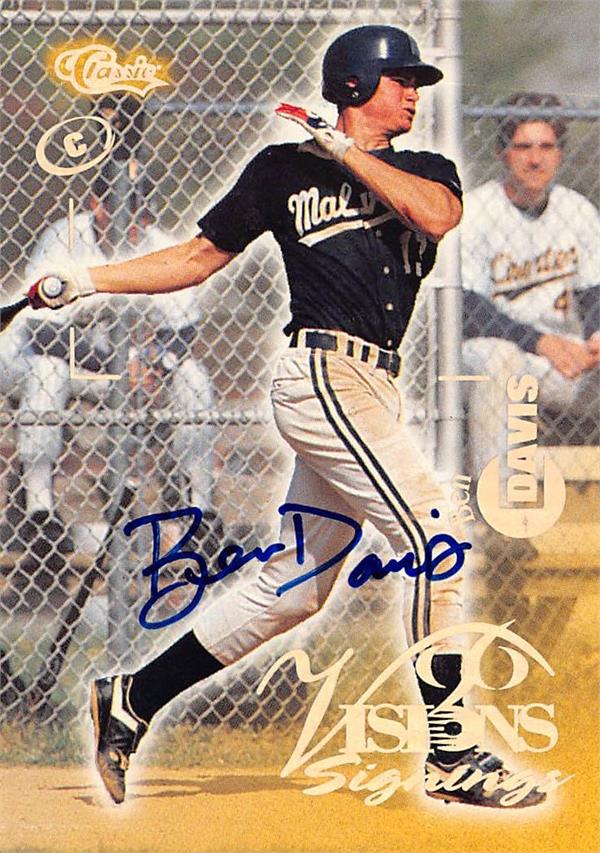 794414 Ben Davis Autographed Baseball Card - Malvern Prep Sd Padres 1996 Classic Visions Signings No.BD1 Rookie