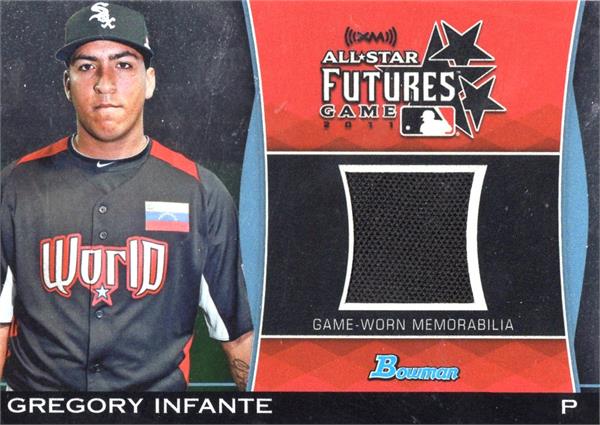 794427 Gregory Infante Player Worn Jersey Patch Baseball Card - Chicago White Sox 2011 Bowman Futures No.FGRGI