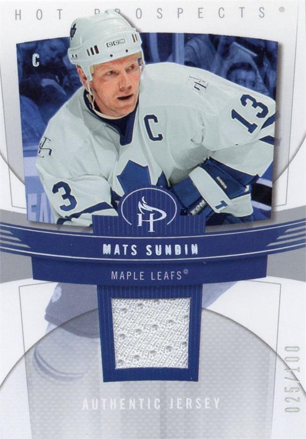 737780 Mats Sundin Player Worn Jersey Patch Hockey Card - Toronto Maple Leafs 2007 Upper Deck Hot Prospects No.90