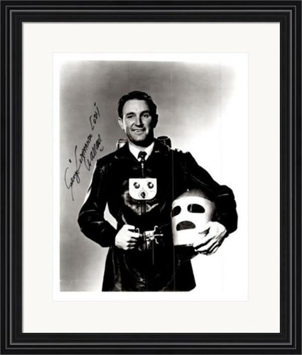 737982 George Wallace Autographed 8 x 10 in. Photo - Actor, Commando Cody No.1 Matted & Framed