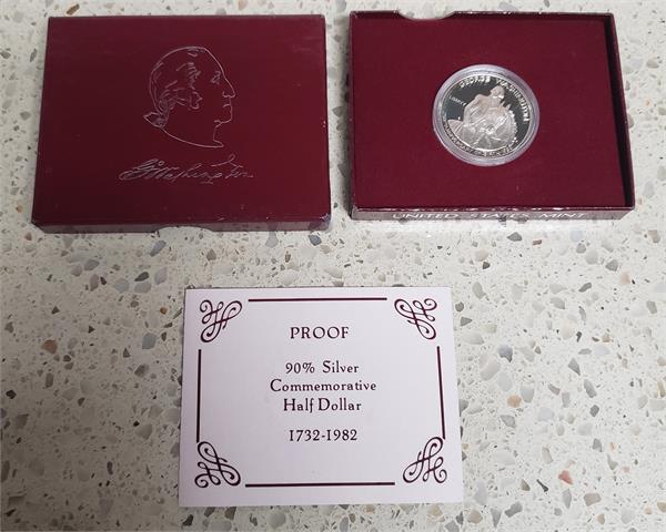 737838 1982 George Washington Commemorative Half Dollar - 90 Percent Silver Box Proof Coin USA