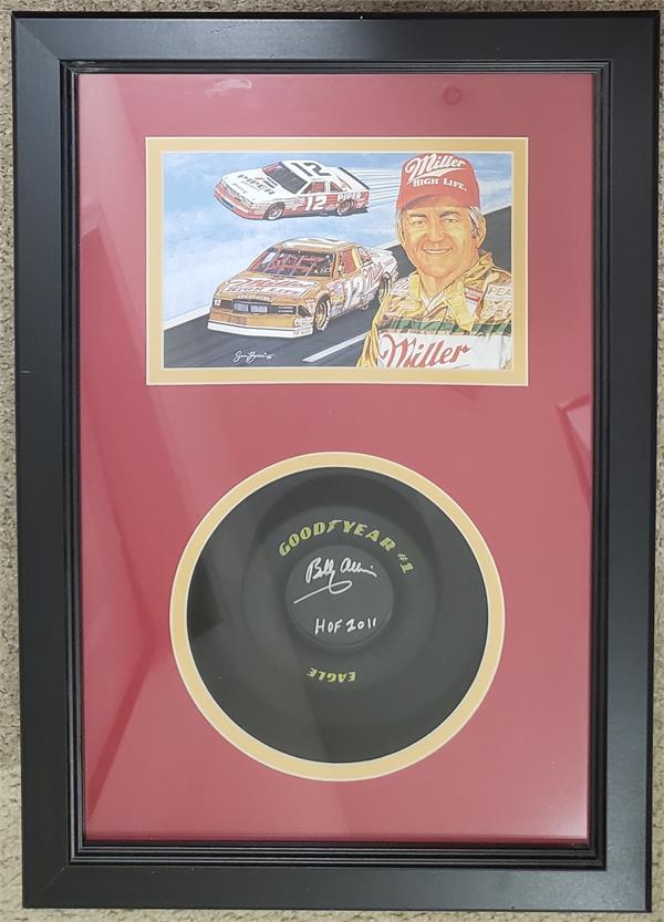 748099 Bobby Allison Autographed Shadowbox Framed Mini Tire 11 x 14 in. Photo - Auto Racing Hall of Famer