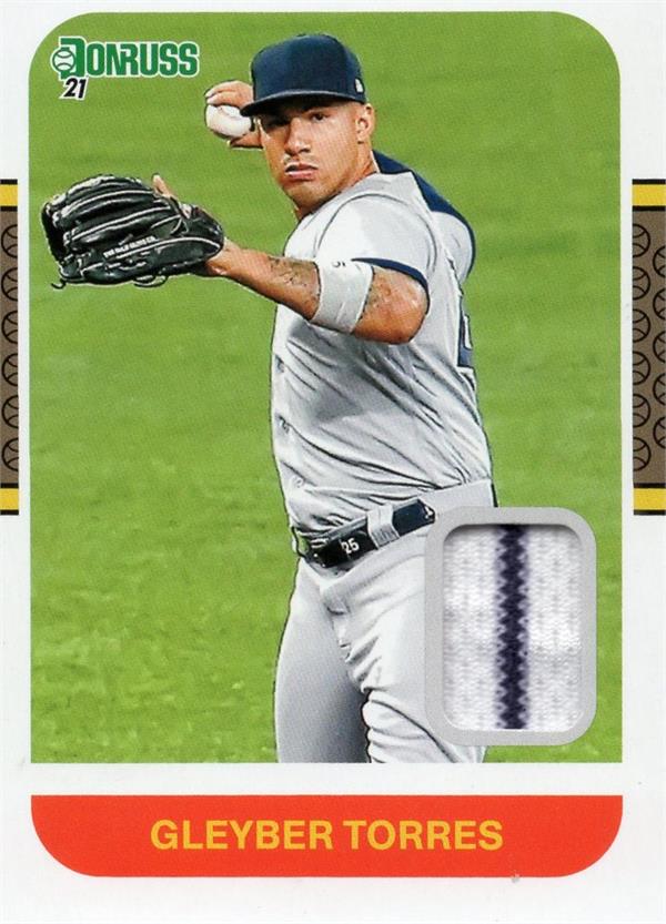 780410 Gleyber Torres Player Worn Jersey Patch Baseball Card -   York Yankees 2021 Donruss No.87MGT