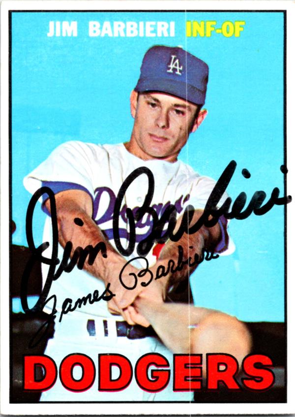 780463 Jim Barbieri Autographed Baseball Card - Los Angeles Dodgers 1967 Topps No.76