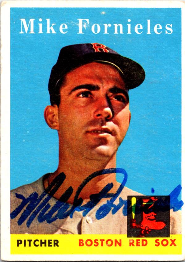 780471 Mike Fornieles Autographed Baseball Card - Boston Red Sox 1958 Topps No.361