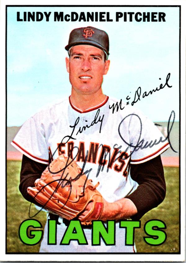 780525 Lindy Mcdaniel Autographed Baseball Card - San Francisco Giants 1967 Topps No.46 Ballpoint