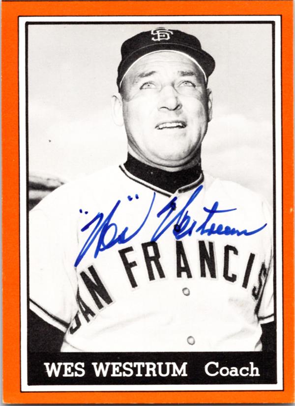768805 Wes Westrum Autographed Baseball Card - 1962 San Francisco Giants 1981 TCMA No.4