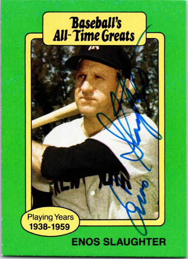 768832 Enos Slaughter Autographed Baseball Card -   York Yankees 1987 Hygrade Greats