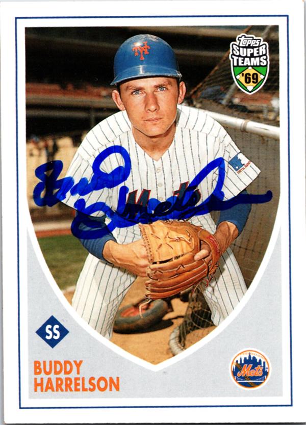 768855 Bud Harrelson Autographed Baseball Card -   York Mets 2002 Topps Super Teams No.89