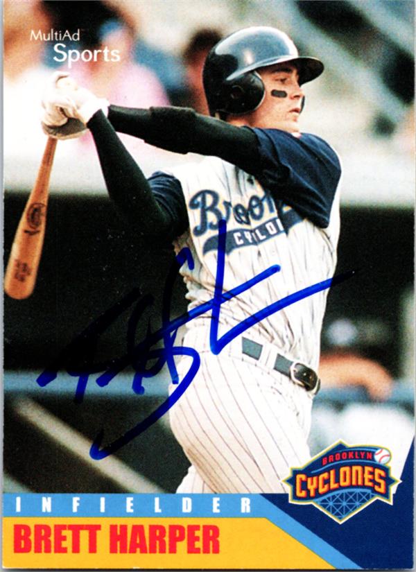 794113 Brett Harper Autographed Baseball Card - Brooklyn Cyclones 2002 Multi Ad No.12
