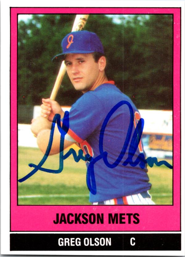 794131 Greg Olson Autographed Baseball Card - Jackson Mets 1986 TCMA No.12