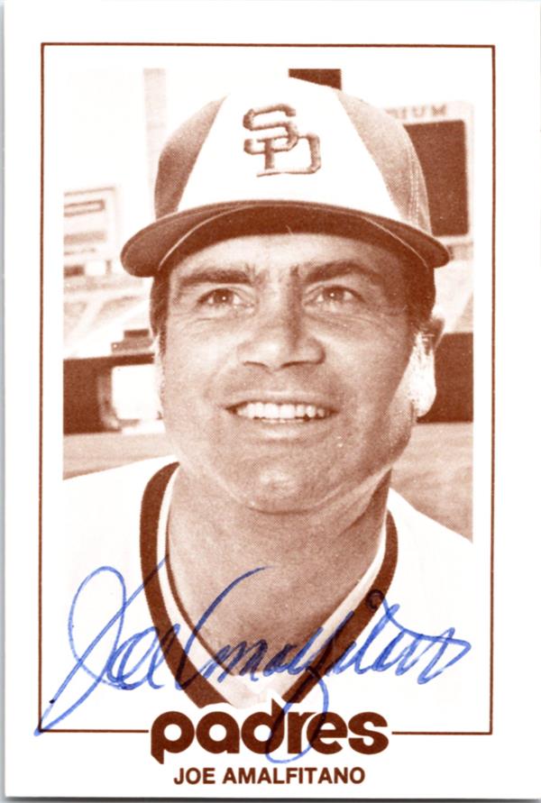782988 Joe Amalfitano Autographed Baseball Card - San Diego Padres 1977 Special Events Team No.Ja