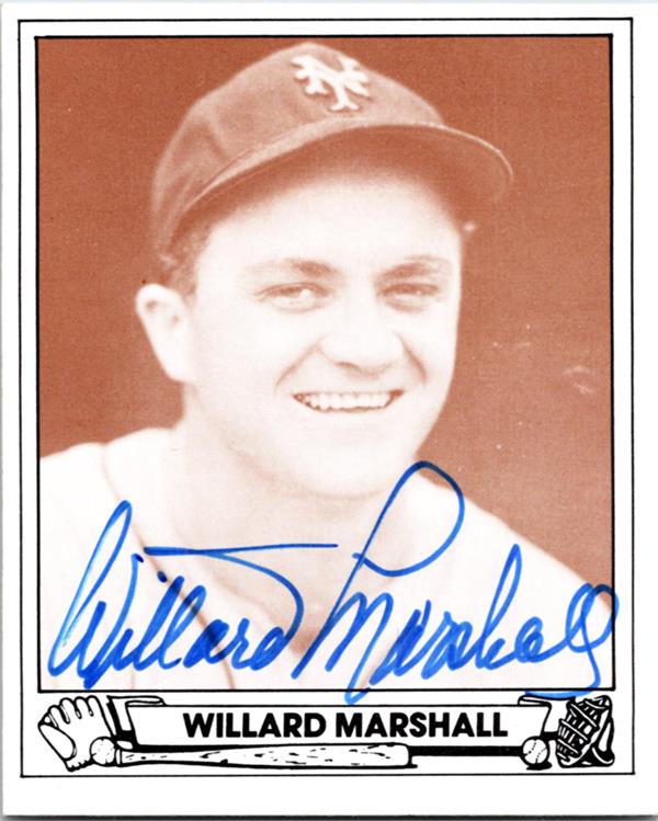 783052 Willard Marshall Autographed Baseball Card -   York Giants 1983 TCMA 1942 Playball No.33