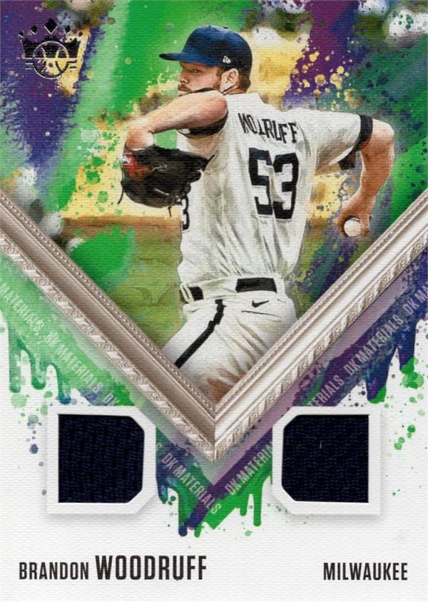 794246 Brandon Woodruff Player Worn Jersey Patch Baseball Card - Milwaukee Brewers 2021 Panini Diamond Kings No.DKMBW