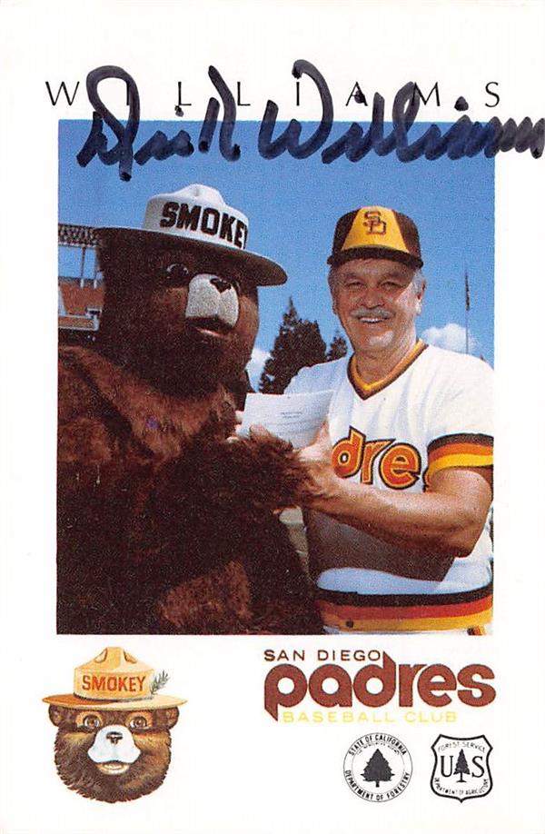 794355 Dick Williams Autographed Baseball Card - 1984 Smokey Bear No.DW - San Diego Padres 67