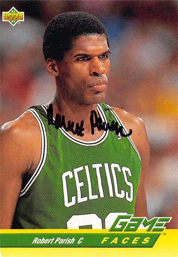 794513 Robert Parish Autographed Basketball Card - Boston Celtics 1993 Upper Deck No.493 Game Faces