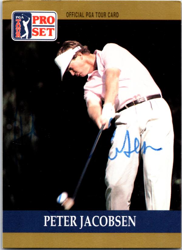 782283 Peter Jacobsen Autographed Golf Card - Oregon Ducks 1990 Pro Set No.19 Ballpoint