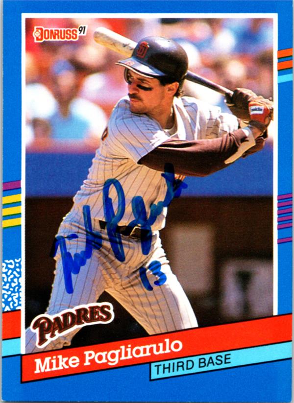 782612 Mike Pagliarulo Signed Baseball Card - San Diego Padres 1991 Donruss No.140