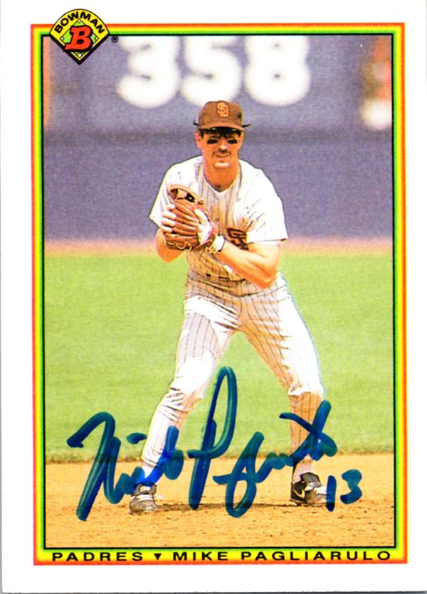 782647 Mike Pagliarulo Signed Baseball Card - San Diego Padres 1989 Bowman No.219