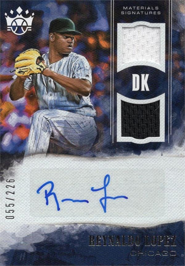 782707 Reynaldo Lopez Signed Player Worn Jersey Patch Baseball Card - Chicago White Sox 2018 Donruss Diamond Kings No.MSRL LE 55 & 226