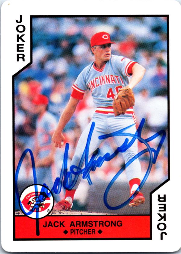 782756 Jack Armstrong Autographed Baseball Card - Cincinnati Reds 1990 US Playing Cards All Star No.Joker