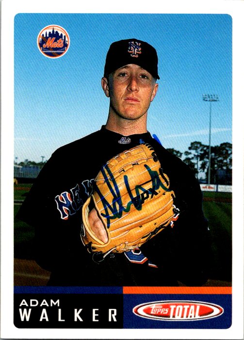 651427 Adam Walker Autographed Baseball Card -   York Mets, Ft 2002 Topps Total No.892