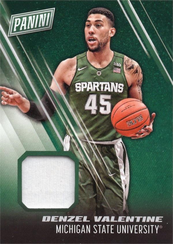 737471 Denzel Valentine Player Worn Jersey Patch Basketball Card - Michigan State Spartans 2017 Panini Day No.19